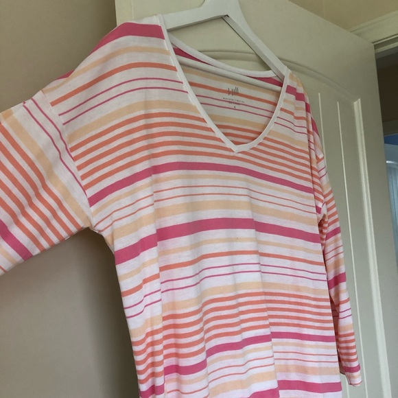 J.Jill Tee Multi Stripe V Neck Tee. Sz M - Picture 2 of 6